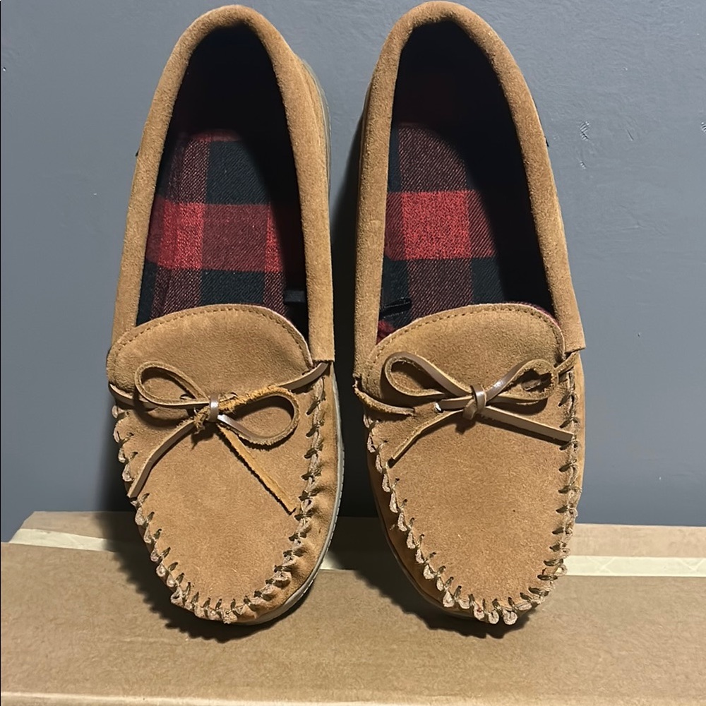 Canadiana Suede Buffalo check 9 Men's Tan Moccasin Loafers